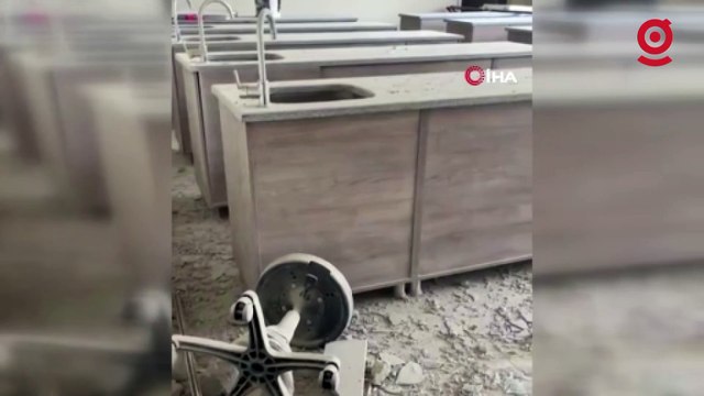 Roketin isabet ettiği okulun içi görüntülendi