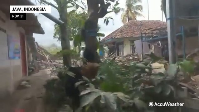 Buildings reduced to rubble after deadly earthquake in Indonesia