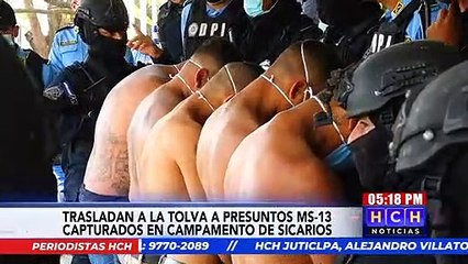 Download Video: Trasladan a #LaTolva seis supuestos pandilleros detenidos en campamento de sicarios de la #MS