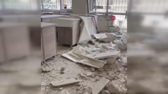 Roketin isabet ettiği okulun içerisinden görüntüler
