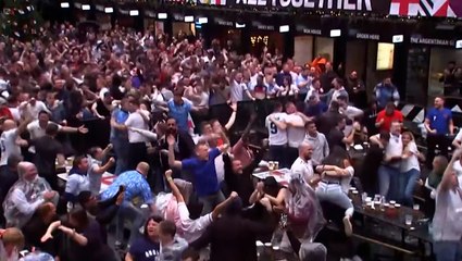 World Cup: Beer flies everywhere as England fans celebrate first half goals vs Iran