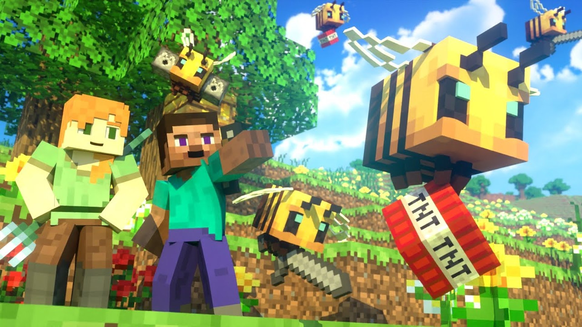 ⁣BEES FIGHT - Alex and Steve Life (Minecraft Animation)