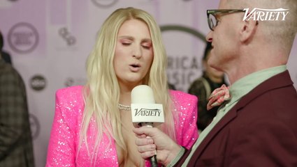 Meghan Trainor and Chris Olsen at the AMAs Red Carpet