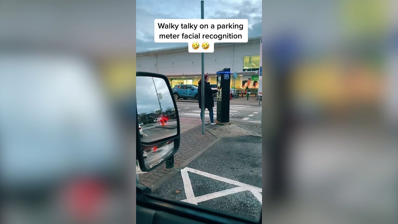 Prankster's walkie-talkie trick convinces woman that parking meter had facial recognition prompting her to do tricks - including a full 360