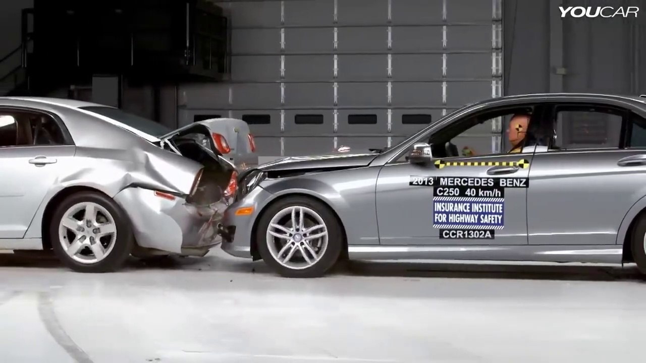 Mercedes C-Class VS Chevy Malibu CAR-TO-CAR Crash Test