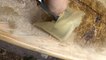 Refinishing a peeling burl-wood desk