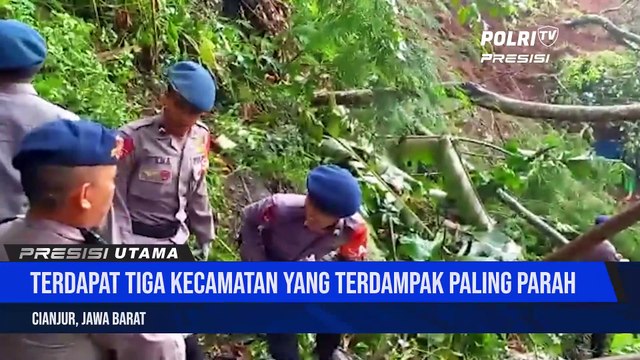 Polres Cianjur Lakukan Penanganan Longsor Pasca Gempa Bumi Di Wilayah Cianjur