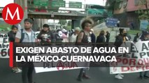 Bloquean autopista México-Cuernavaca por falta de agua