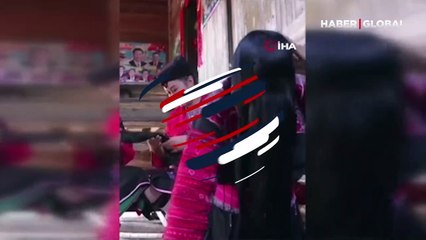 Saçının uzunluğu 2.7 metre! Çinli kadın internette viral oldu