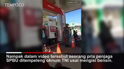 Pria Berseragam TNI Memukul Petugas SPBU, Diduga Tak Mau Antre