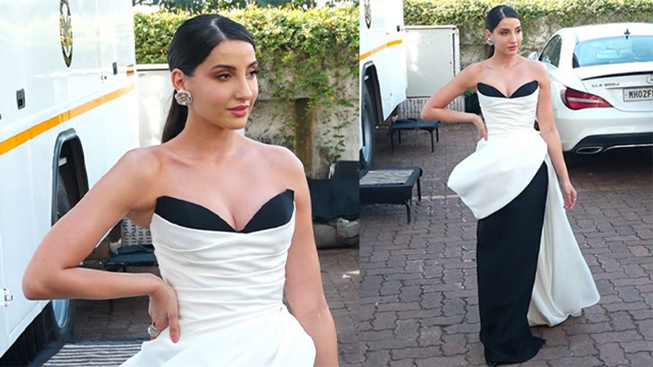 Nora Fatehi Black and White Dress Look Viral, F...