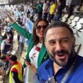 قصي خولي وميساء مغريي يحتفلان بفوز السعودية من داخل المدرجات