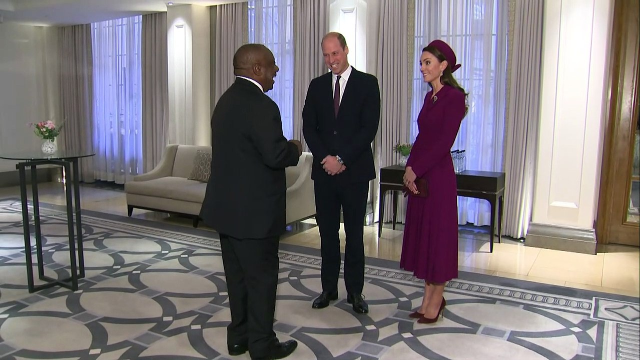 Prince and Princess of Wales greet South African President