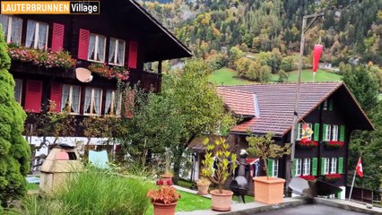 Walking around LAUTERBRUNNEN Village Switzerland
