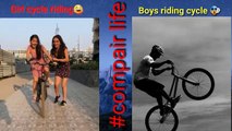 Girls vs boys cycle riding.  #Girls mames #Boys mames.  girls vs boys . girl mames video  boys mame