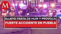 Persecución termina con patrulla chocada y dos agentes municipales heridos en Puebla
