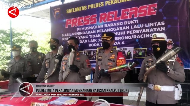 Hasil Razia Satu Bulan, Polres Pekalongan Musnahkan Ratusan Knalpot Brong