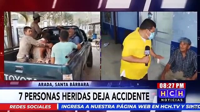 Brutal accidente vial deja a siete personas heridas en Arada, Santa Bárbara