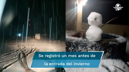 La primera nevada en Galeana, Nuevo León, deja una capa de hielo de 7 a 9 centímetros