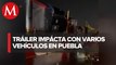 Carambola por tráiler sin frenos en Arco Norte en Puebla