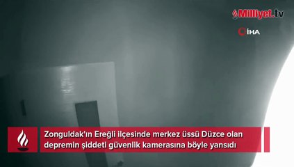 Depremin şiddeti güvenlik kamerasına yansıdı