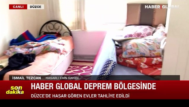 Haber Global Düzce'de büyük hasar alan evin içini görüntüledi
