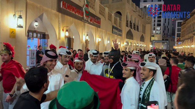 Moroccan Fans Getting Ready for Croatia Match in Souq Waqif