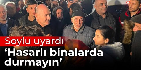 Düzce'de incelemelerde bulunan Soylu uyardı: Hasarlı binalarda durmayın