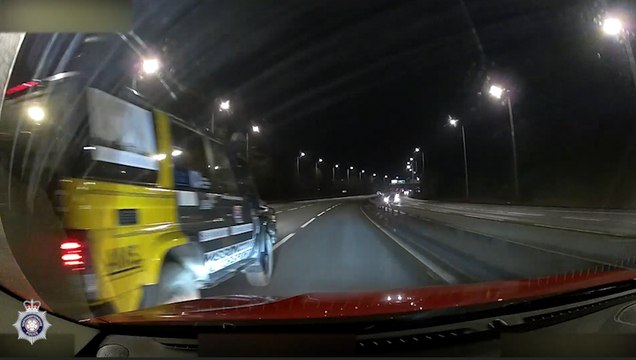 Road rage motorist filmed deliberately swerving towards lane-hogging driver