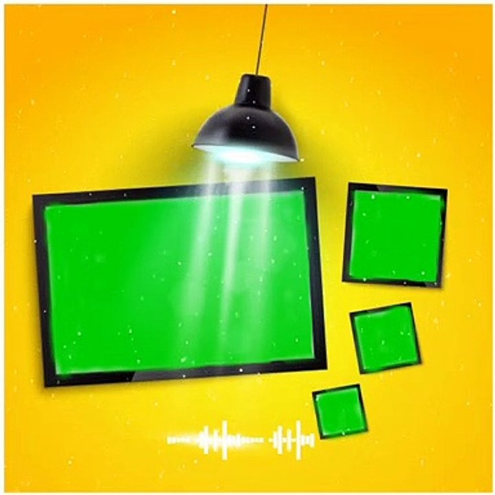 Photo frame gallery mockup. picture frame on yellow wall with hanging lamp.