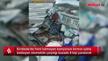 Freni tutmayan kamyon otomobile çarptı: 4 yaralı