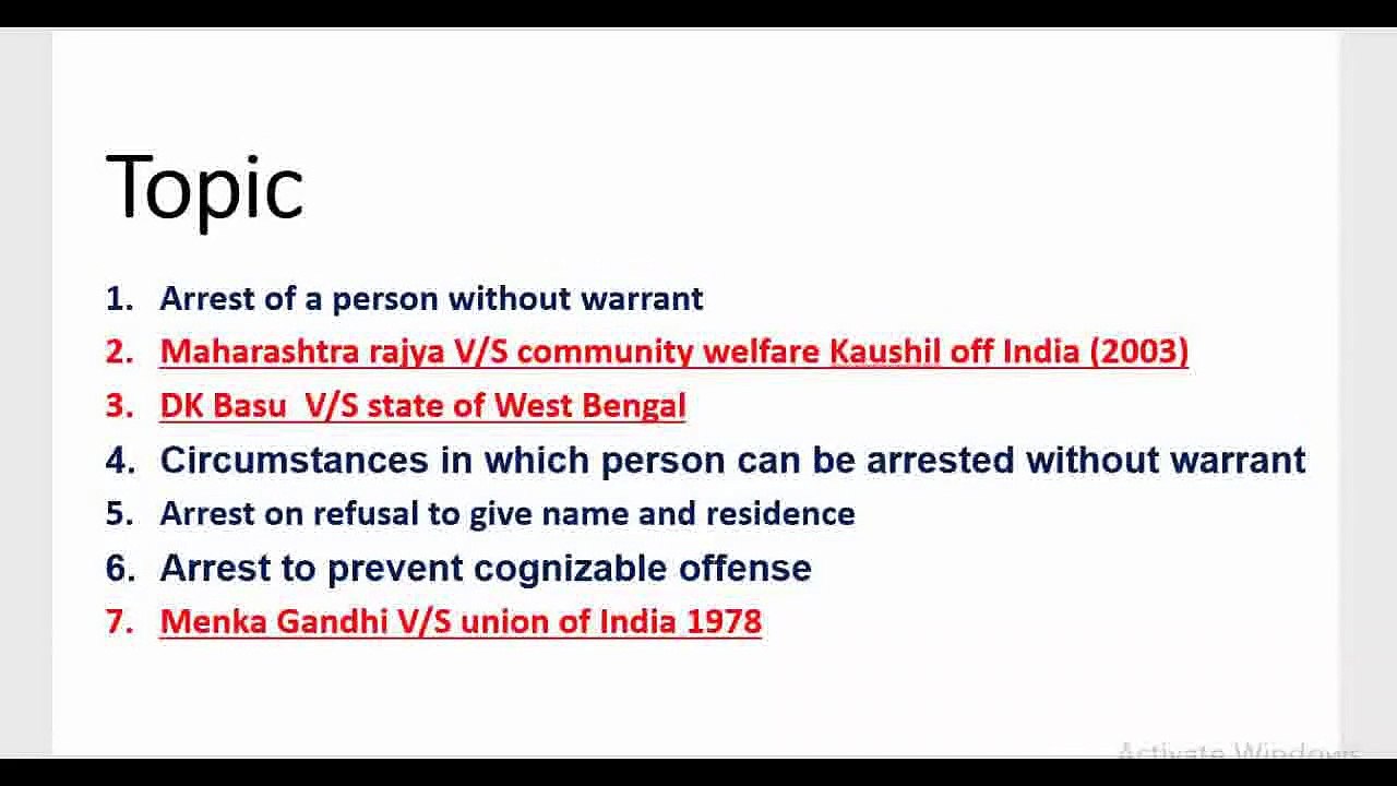 पुलिस कब किसी वयक्ति को बिना वारंट के गिरफ्तार कर सकती है | Learn Legal Studies