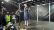 Scottish First Minister Nicola Sturgeon addresses independence supporters outside the Scottish Parliament