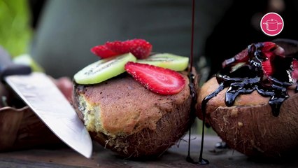 بالفيديو، كيكة جوز الهند على الفحم