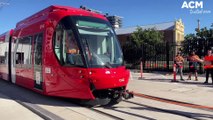 Aussie Strongman Troy Conley-Magnusson pulls Newcastle light rail