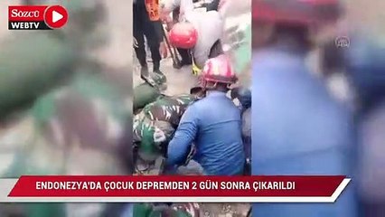 Endonezya'da bir çocuk depremden 2 gün sonra enkazdan çıkarıldı
