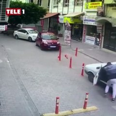 Park halindeki otomobili iterek çaldılar