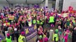 Striking Scottish teachers demonstrate at the Scottish Parliament