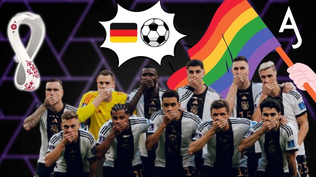 Los jugadores de Alemania se tapan la boca como protesta por no poder llevar el brazalete LGTBIQ+