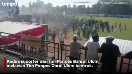 Suporter Liga Santri di Jombang Tawuran, Akibatnya Laga Dihentikan