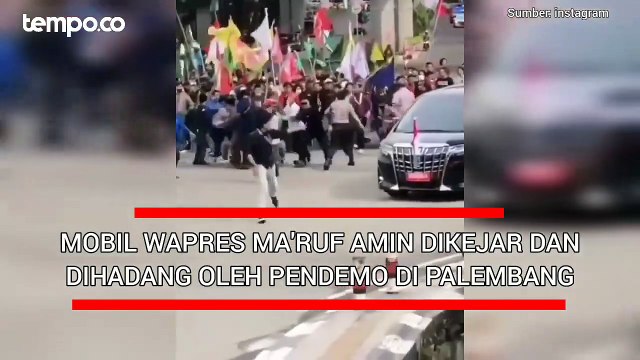Mobil Wapres Ma'ruf Amin Dikejar dan Dihadang Pendemo di Palembang