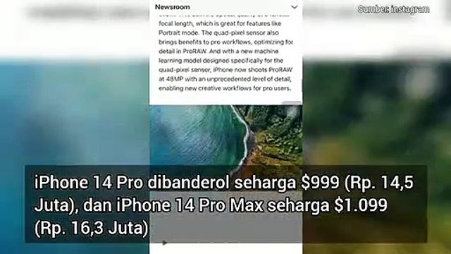 Apple Rilis Iphone 14 Pro dan Iphone 14 Pro Max, Ini Spesifikasi dan Harganya