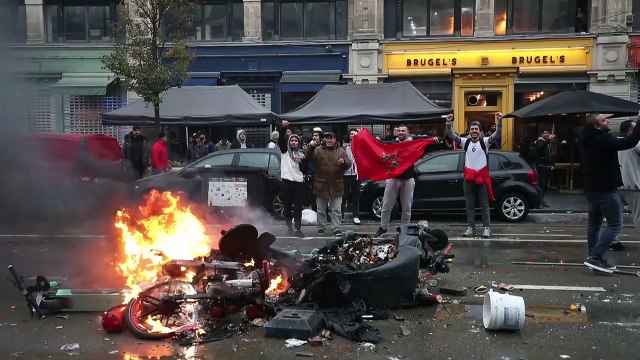 Emeutes dans le centre de Bruxelles après Belgique-Maroc