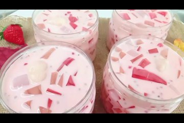 Fresh Strawberry Lychee Pudding Dessert