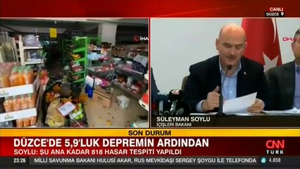 "Düzce'de 818 binada hasar tespiti yapıldı" Bakan Soylu: Ağır hasarlı binalar için 30 bin TL kira yardımı yapılacak