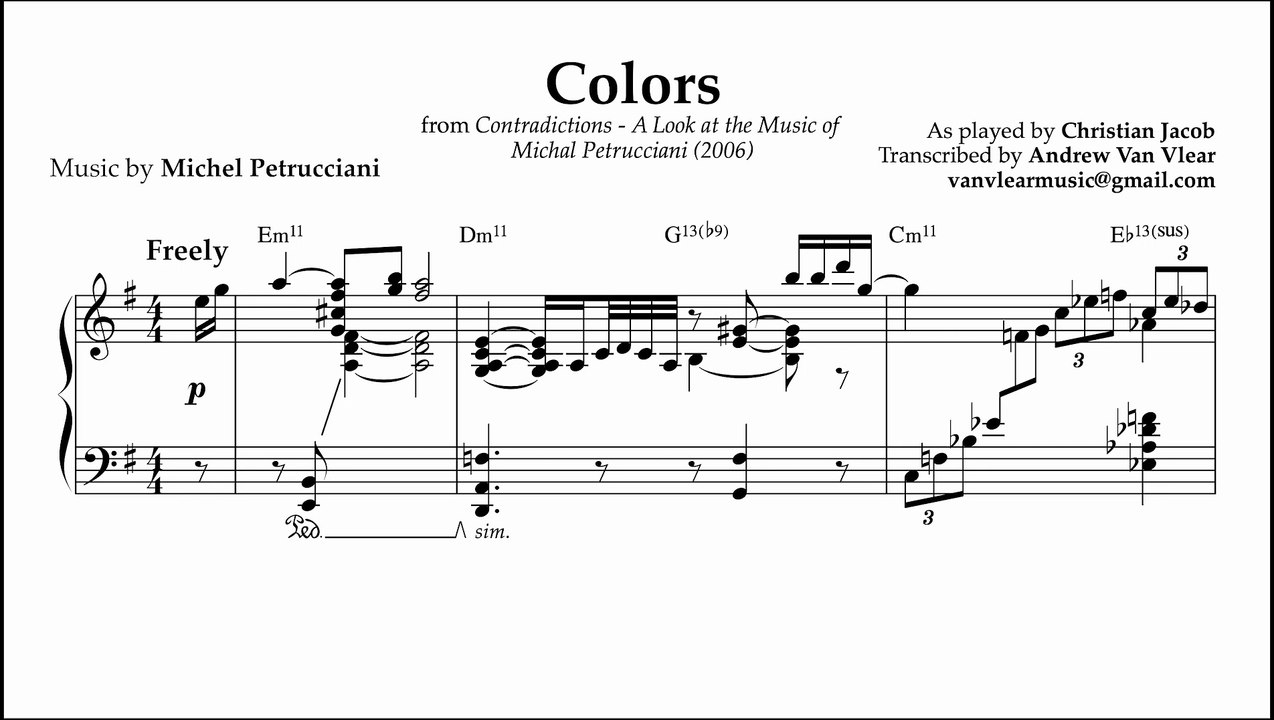 Colors - Michel Petrucciani (piano transcription with sheet music)