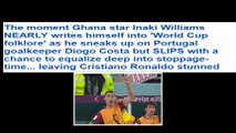 The moment Ghana star Inaki Williams NEARLY writes himself into 'World Cup folklore' as he sneaks up on Portugal goalkeeper Diogo Costa but SLIPS with a chance to equalize deep into stoppage-time... leaving Cristiano Ronaldo stunned