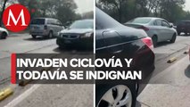 Ciclista denuncia en redes sociales que automovilistas invaden ciclovía en el Estado de México