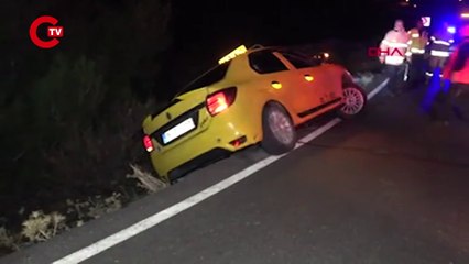 Şarampole uçmaktan şans eseri kurtuldular