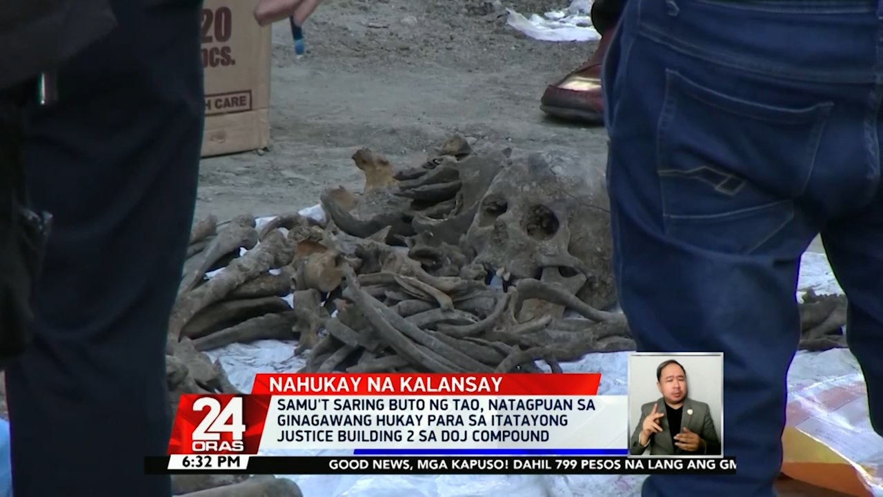 Samu't saring buto ng tao, natagpuan sa ginagawang hukay para sa itatayong justice building 2 sa DOJ compound | 24 Oras
